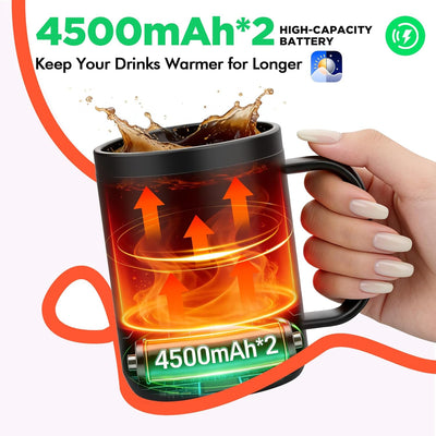 Taza calentadora recargable con LED para café té