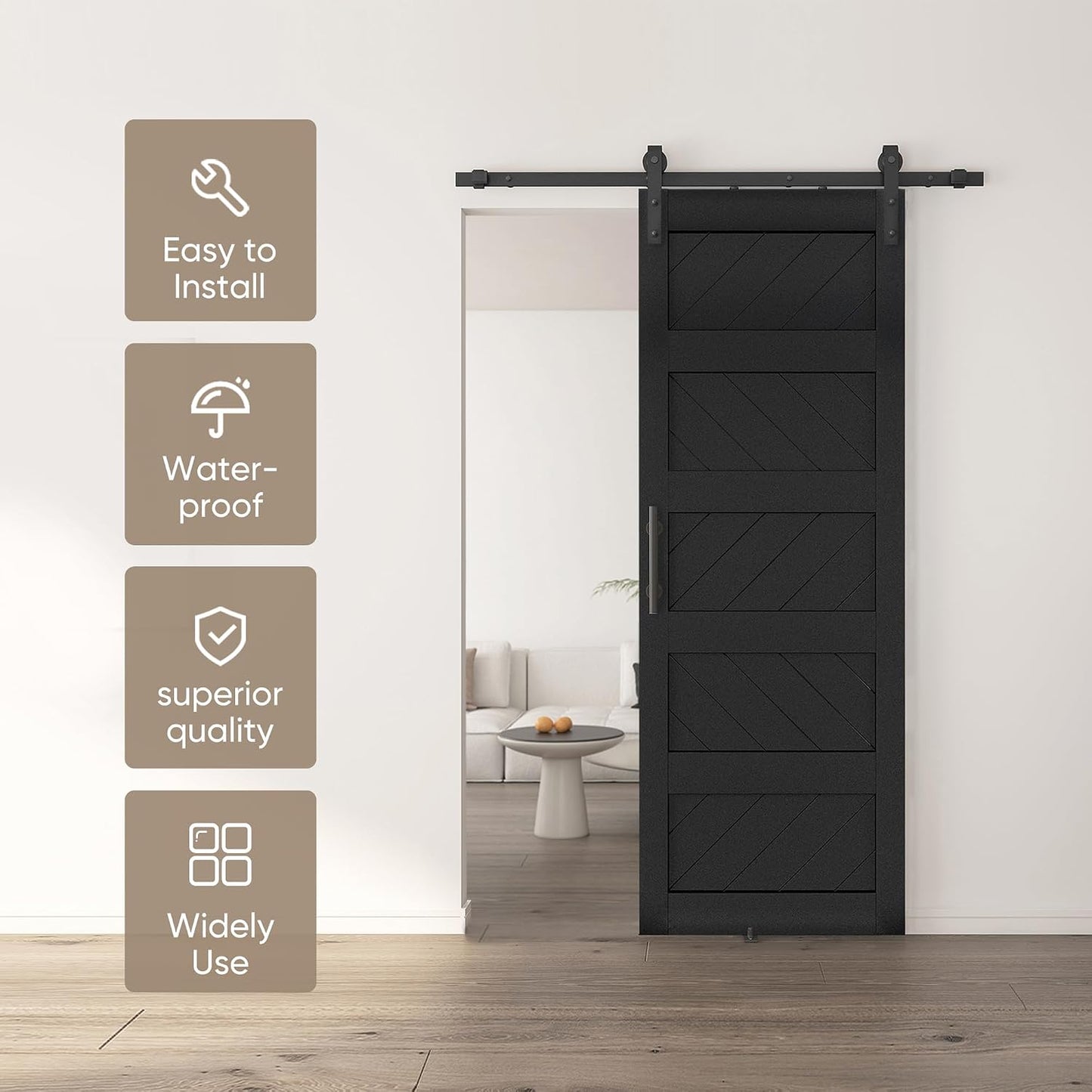 Puerta granero 30x84 deslizante onda madera MDF kit herrajes