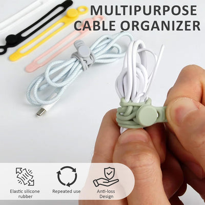 Organizador cables silicona 12 correas elásticas multiusos