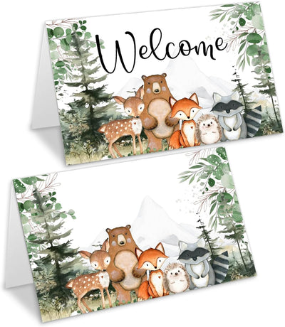 Tarjetas de lugar con temática de animales del bosque paquete de 20 tarjetas grandes para baby shower