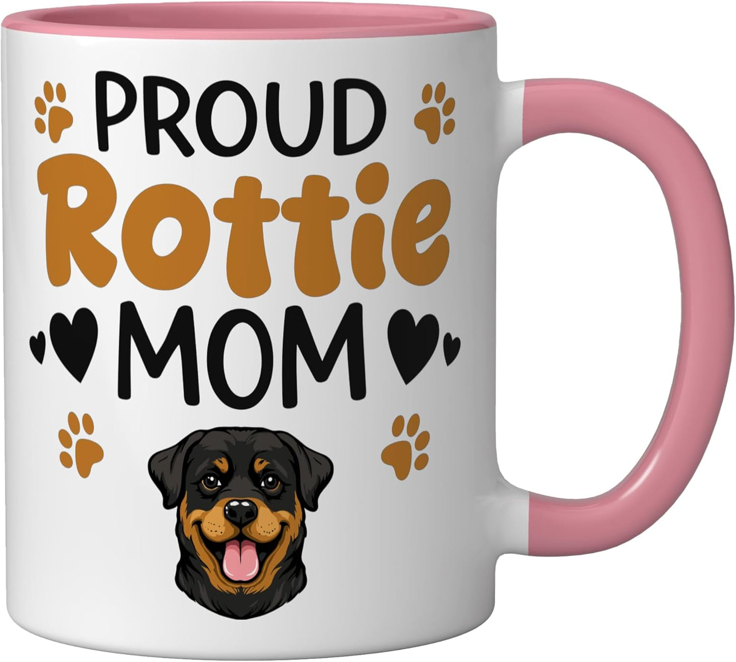 Taza cerámica para amantes del Rottweiler Rosa/Blanca