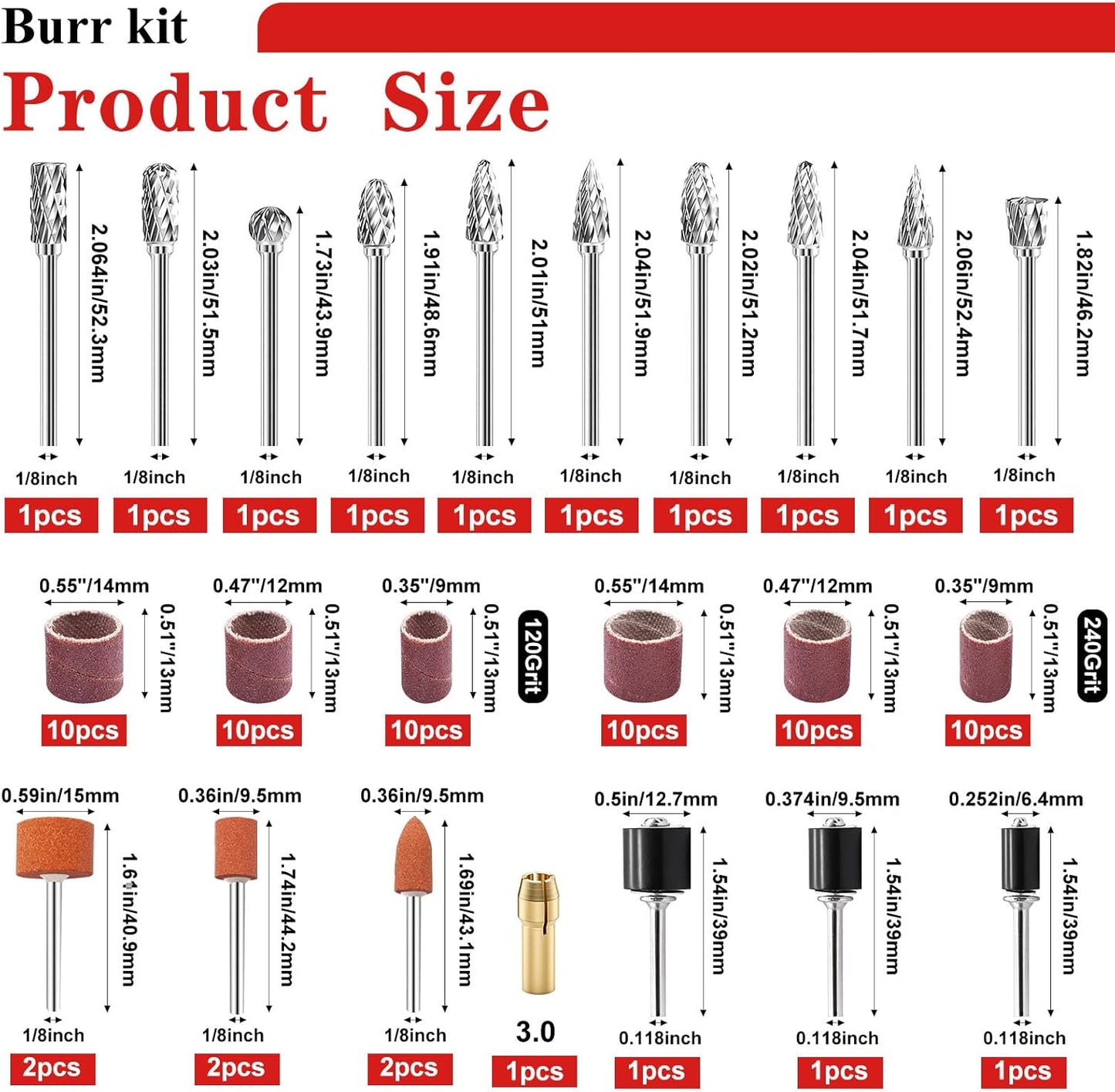 Set 80 Rebabas Rotativas Carburo Dremel con Brocas 1/8pulg