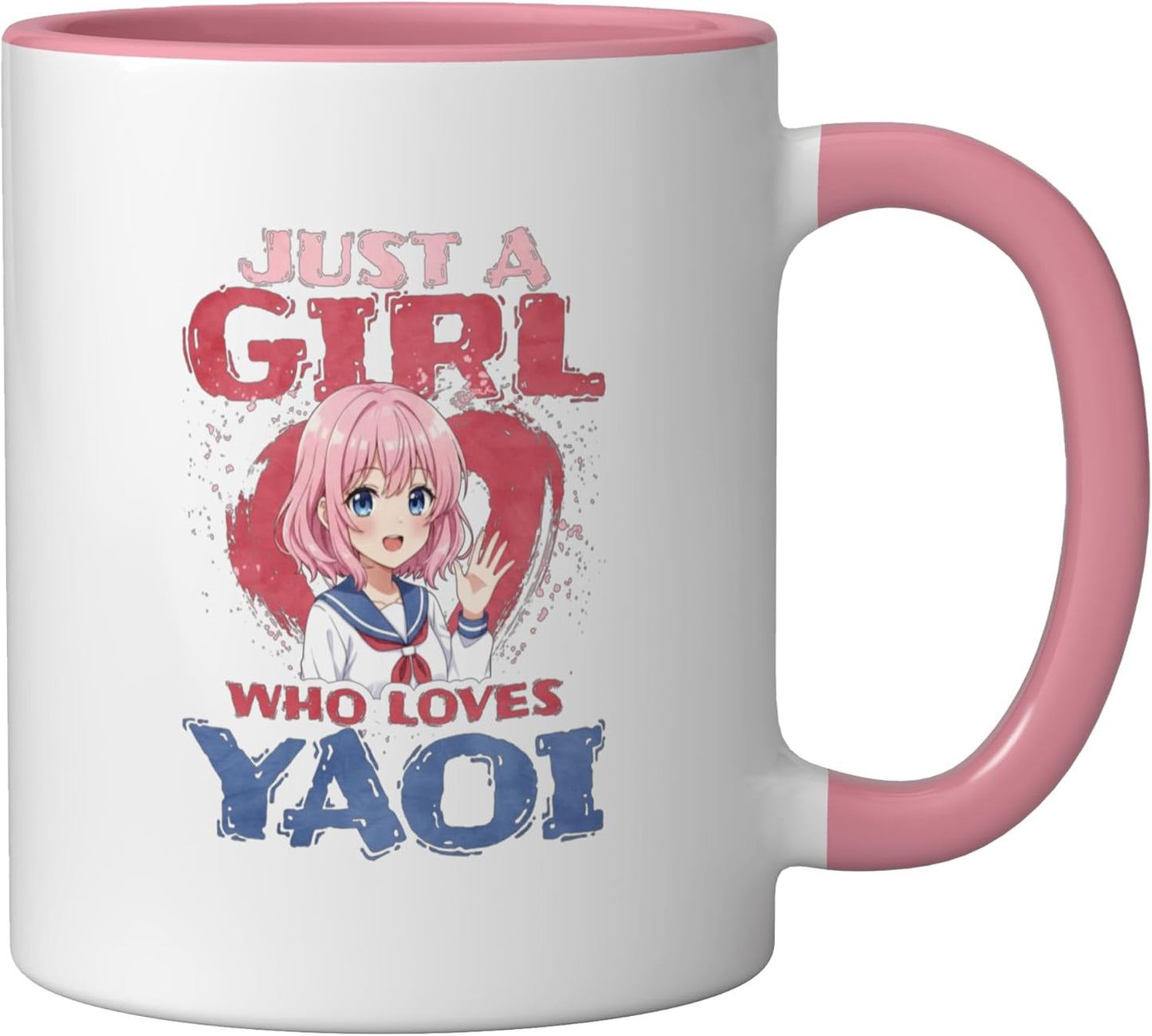 Taza de cerámica para amantes del yaoi rosa/blanca