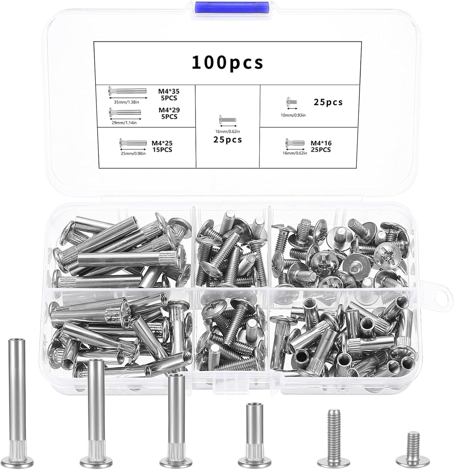 100 Pzas Conectores M4 Accesorios para Muebles y Armarios
