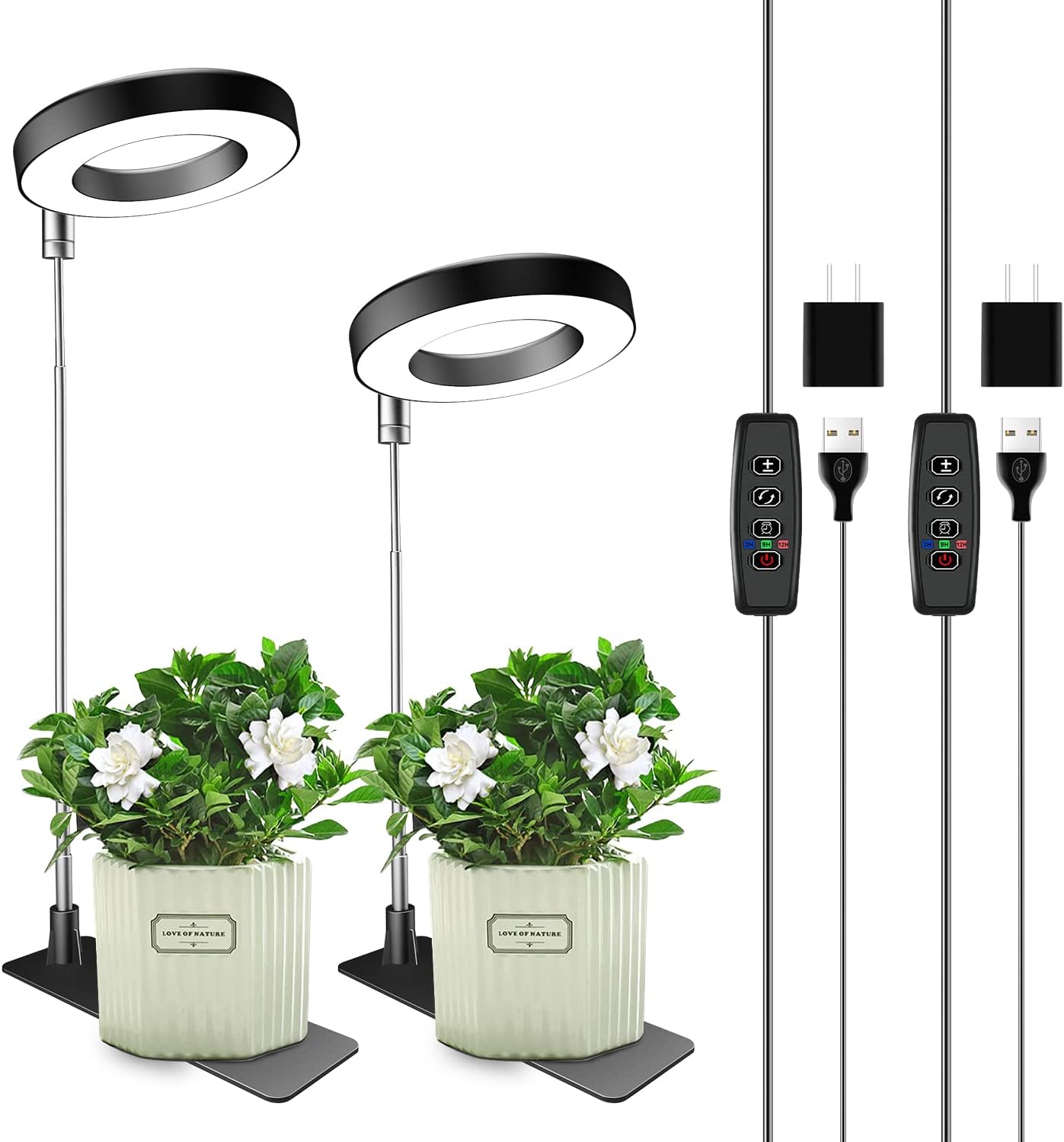 Lámpara cultivo plantas interior 48 LED espectro completo ajustable