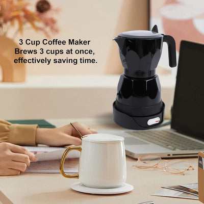 Cafetera eléctrica moka 3 tazas aluminio negro