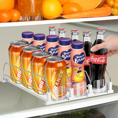 Organizador de bebidas para refrigerador con dispensador de latas ajustable