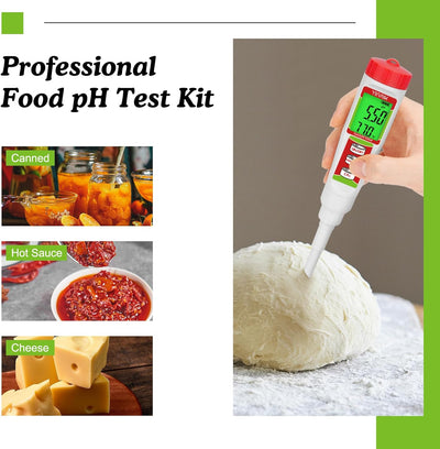 Medidor pH alimentos con solución calibración y probador sal