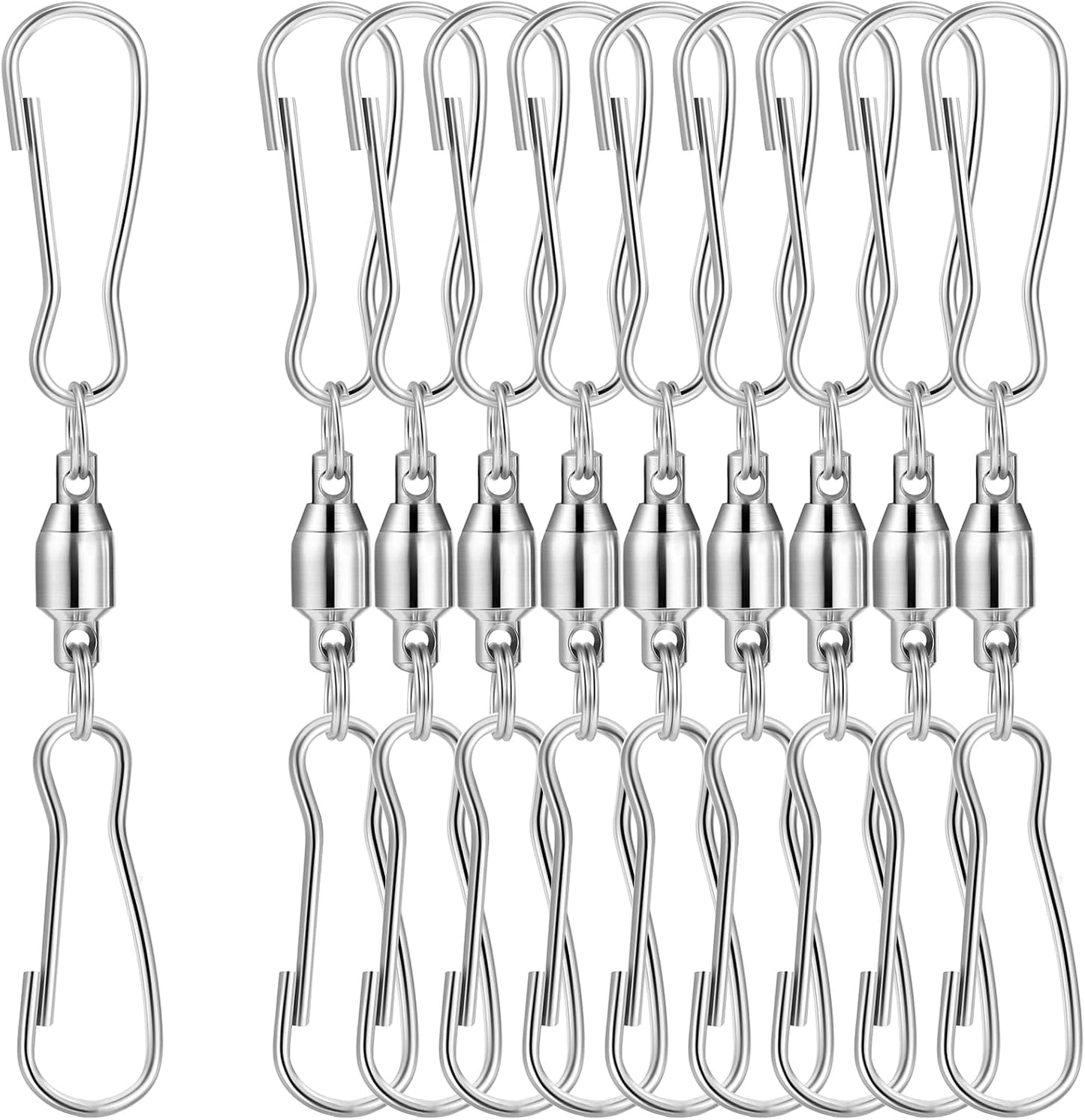 10 Ganchos Giratorios Doble Clip para Campanillas de Viento