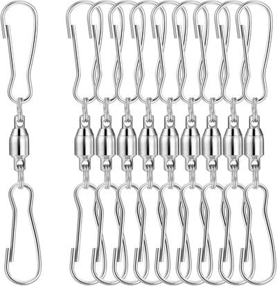 10 Ganchos Giratorios Doble Clip para Campanillas de Viento