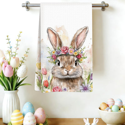 Toalla de mano gofre lazo flores para baño y cocina