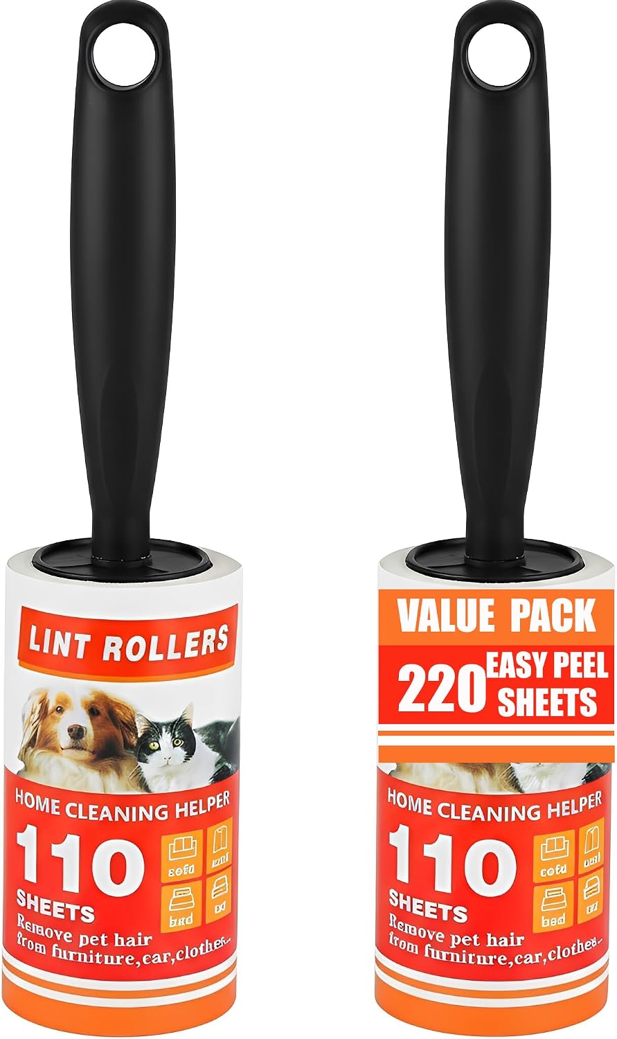 Rodillo pelusa 220 hojas 2 asas para mascotas y ropa