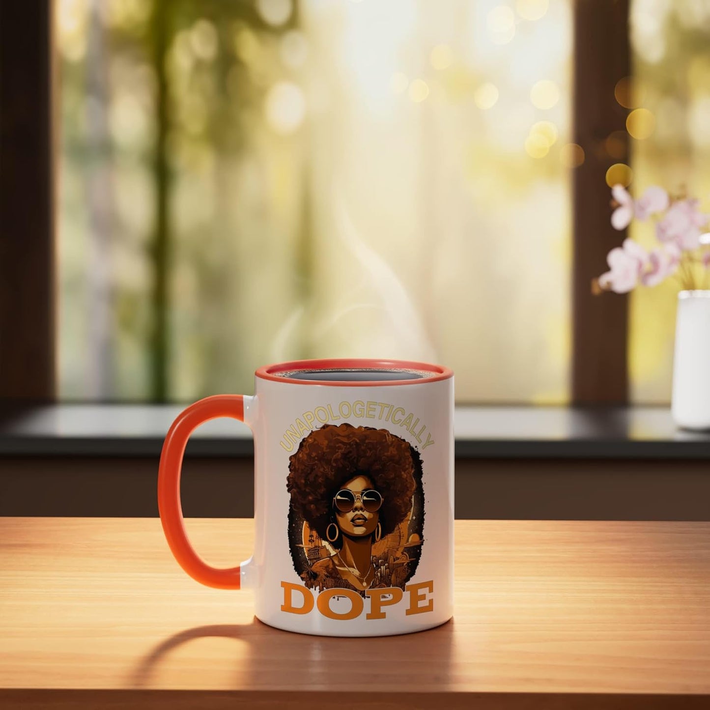Taza Cerámica Historia Afroamericana Juneteenth Naranja/Blanco
