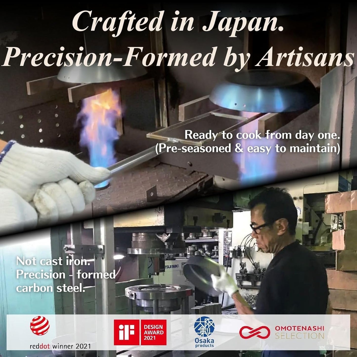 Sartén Acero Carbono Japonesa 9.4pulg Diseñada Chef