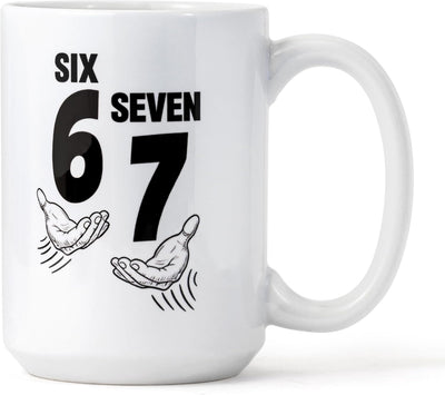 Taza café 15oz diseño seis manos temática blanca regalo oficina