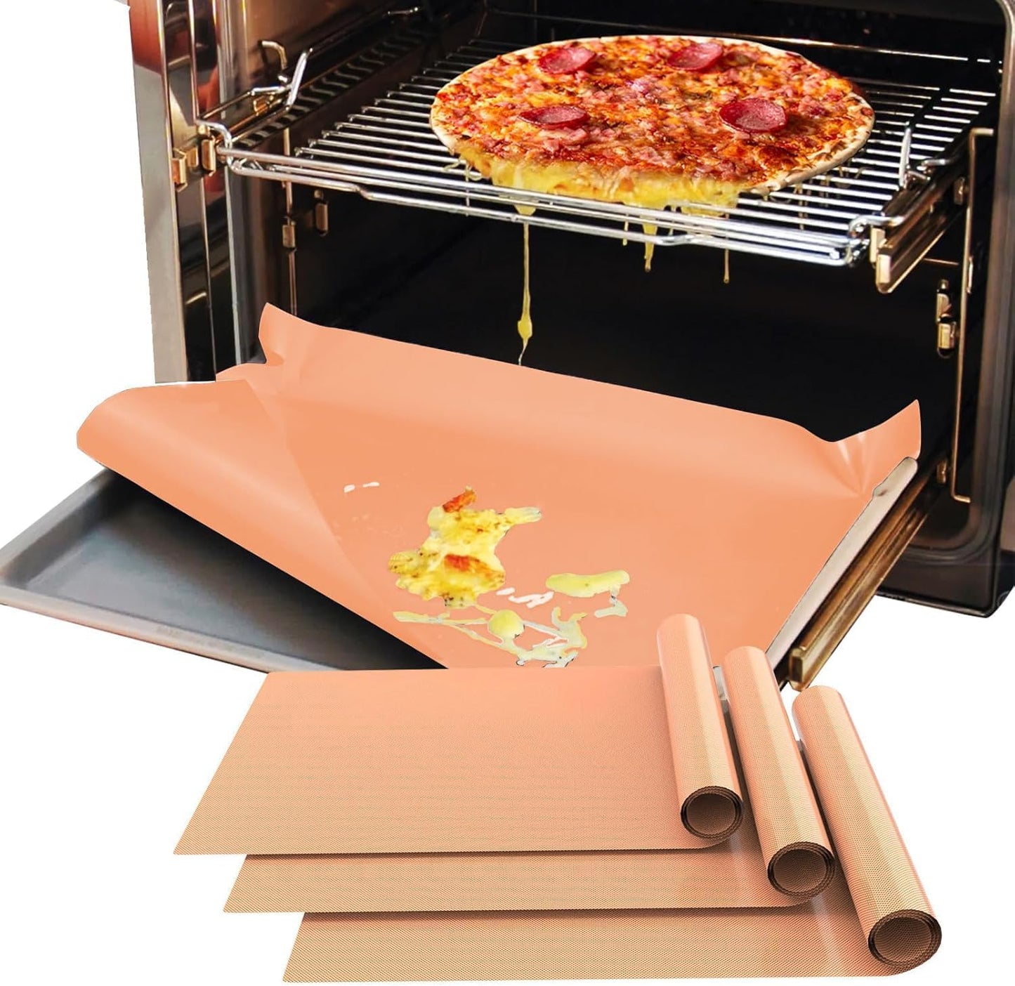 Forros de horno de cobre grueso XL paquete de 3 alfombrillas antiadherentes 17 x 25 pulgadas sin BPA y PFOA
