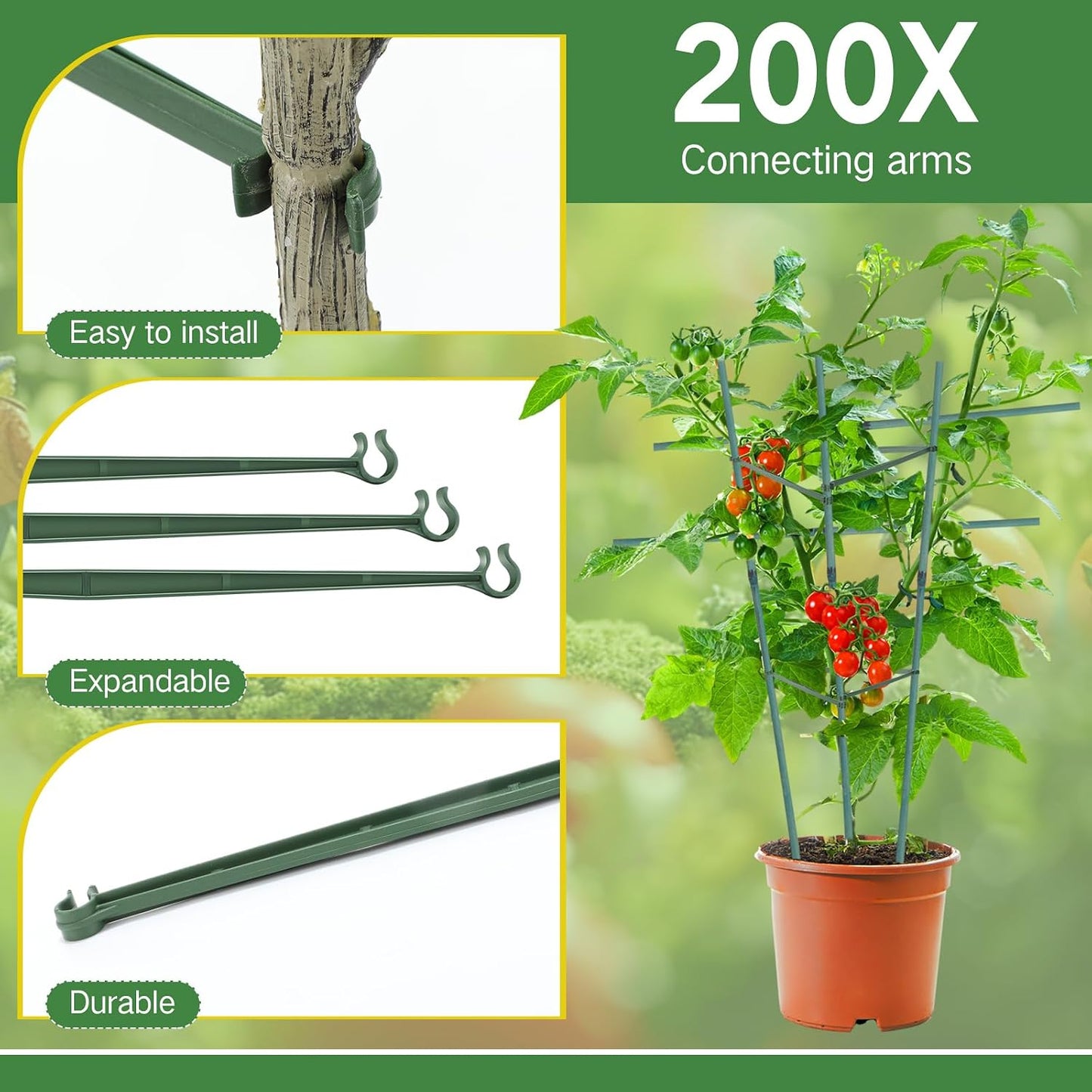 100 Brazos Estaca Jaula Tomate Conectores Expandibles 11.81pulg