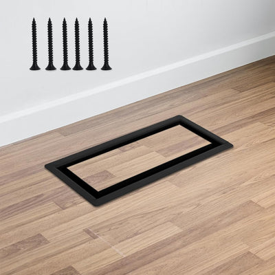 5 Registros Piso 4x10pulg Metal Negro Mate Cubiertas Ventilación