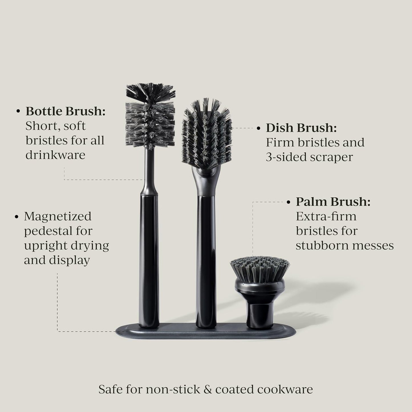 Juego cepillos iónicos acero inox cabezales reemplazables negro