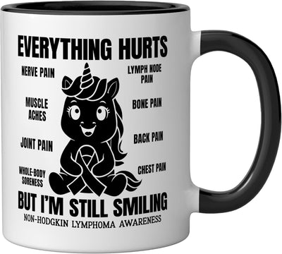 Taza cerámica para luchador contra linfoma Hodgkins negra/blanca