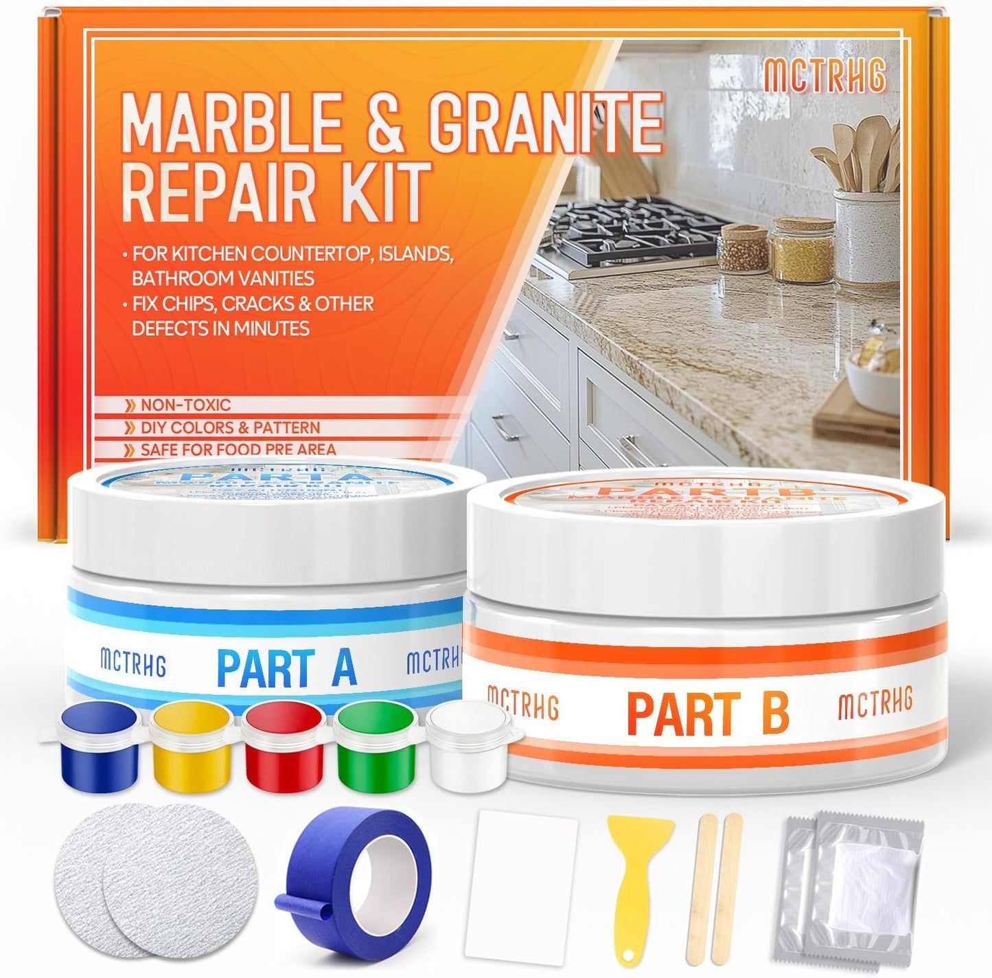 Kit reparación granito y mármol transparente rápido