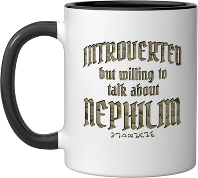 Taza cerámica Nephilim negra/blanca introvertida pero dispuesta a hablar