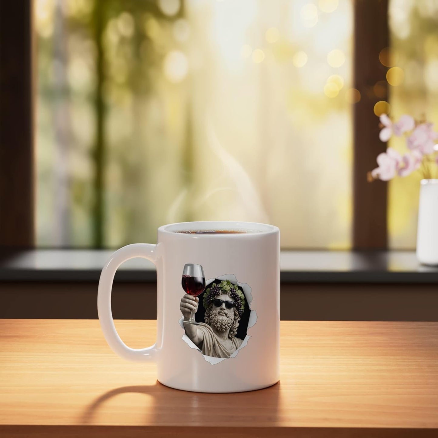 Taza de cerámica para vino Dionysus blanca