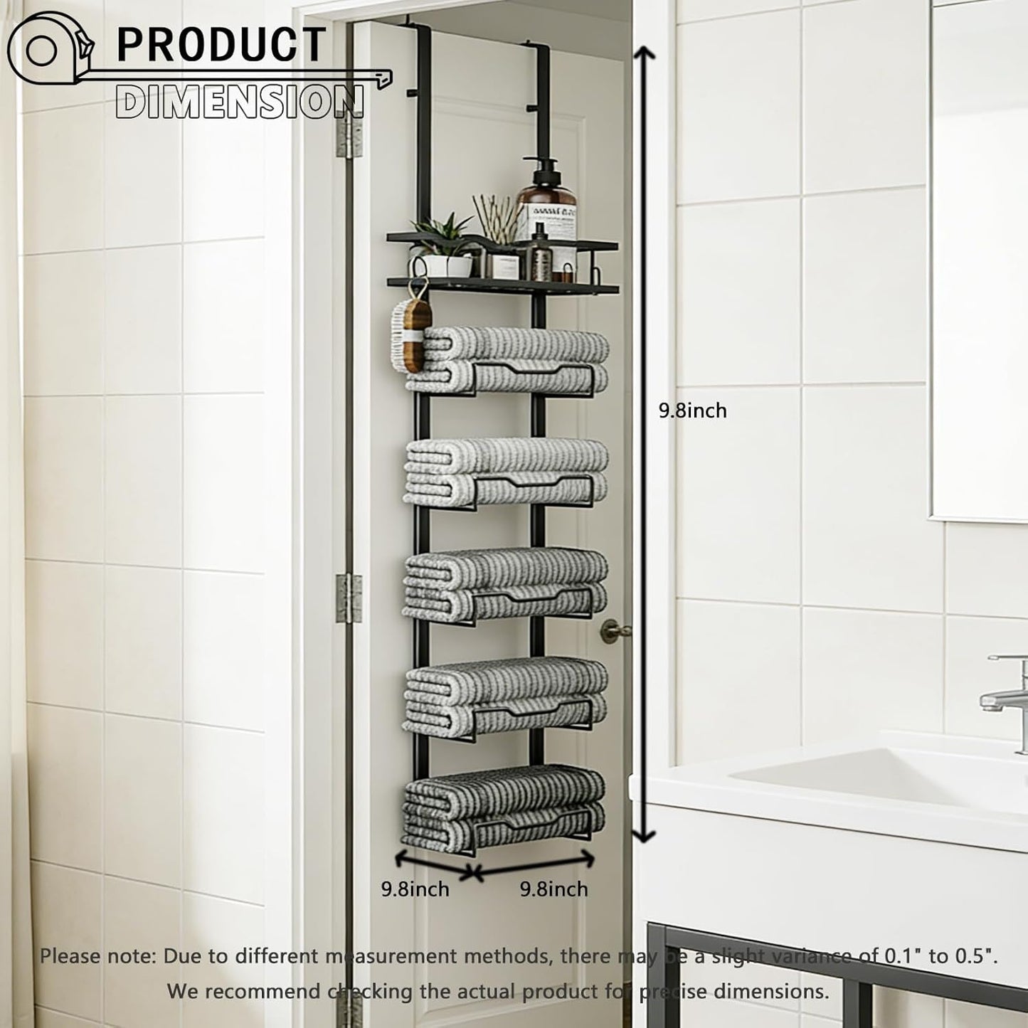 Toallero 6 niveles para baño puerta soporte escalonado