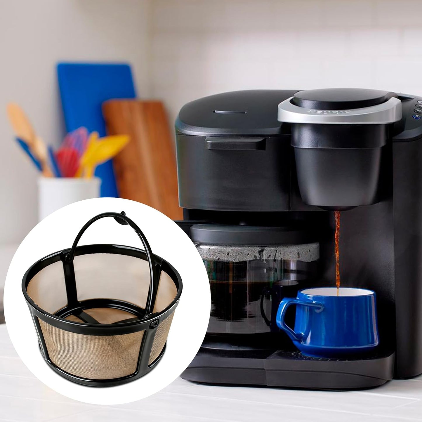 Cesta de filtro de café reutilizable K-Duo para bebidas calientes y heladas