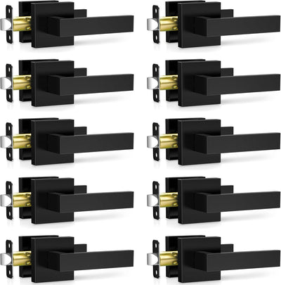 10 Manijas Puerta Negro Mate para Interiores Pomo Cuadrado