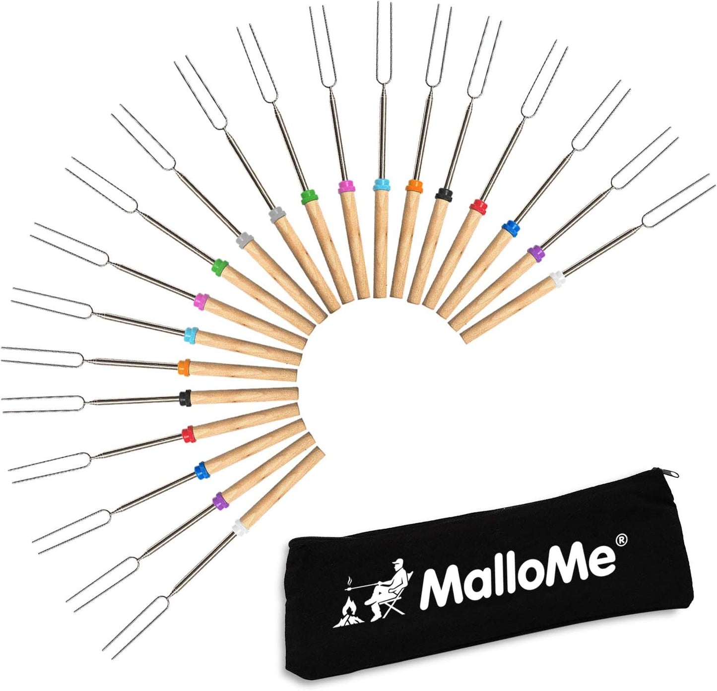 Palitos asar malvaviscos 32pulg set 20 piezas campamento
