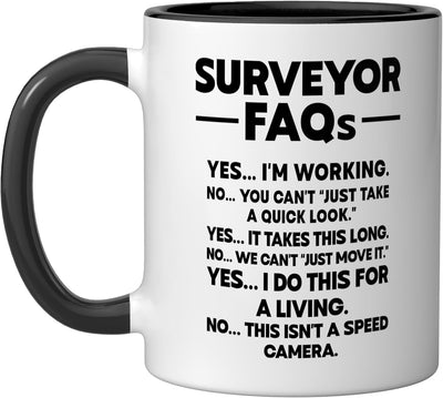 Taza de cerámica para topógrafo preguntas frecuentes negra/blanca