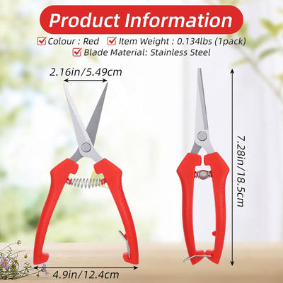 16 Pzas Tijeras Podar Jardín 7.2pulg Acero Inox Rojo