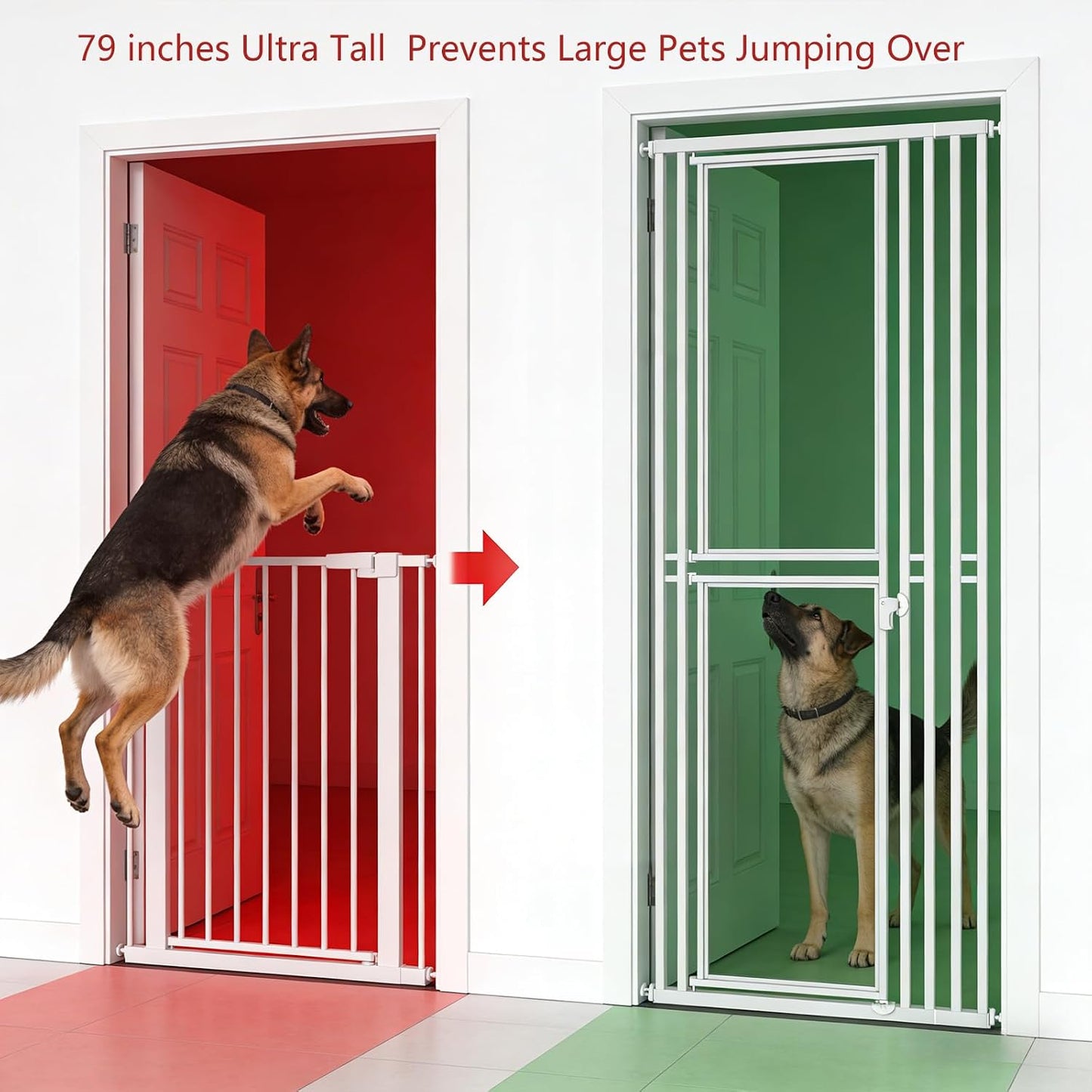 Puerta gatos alta 78.74pulg ajustable 28-37pulg