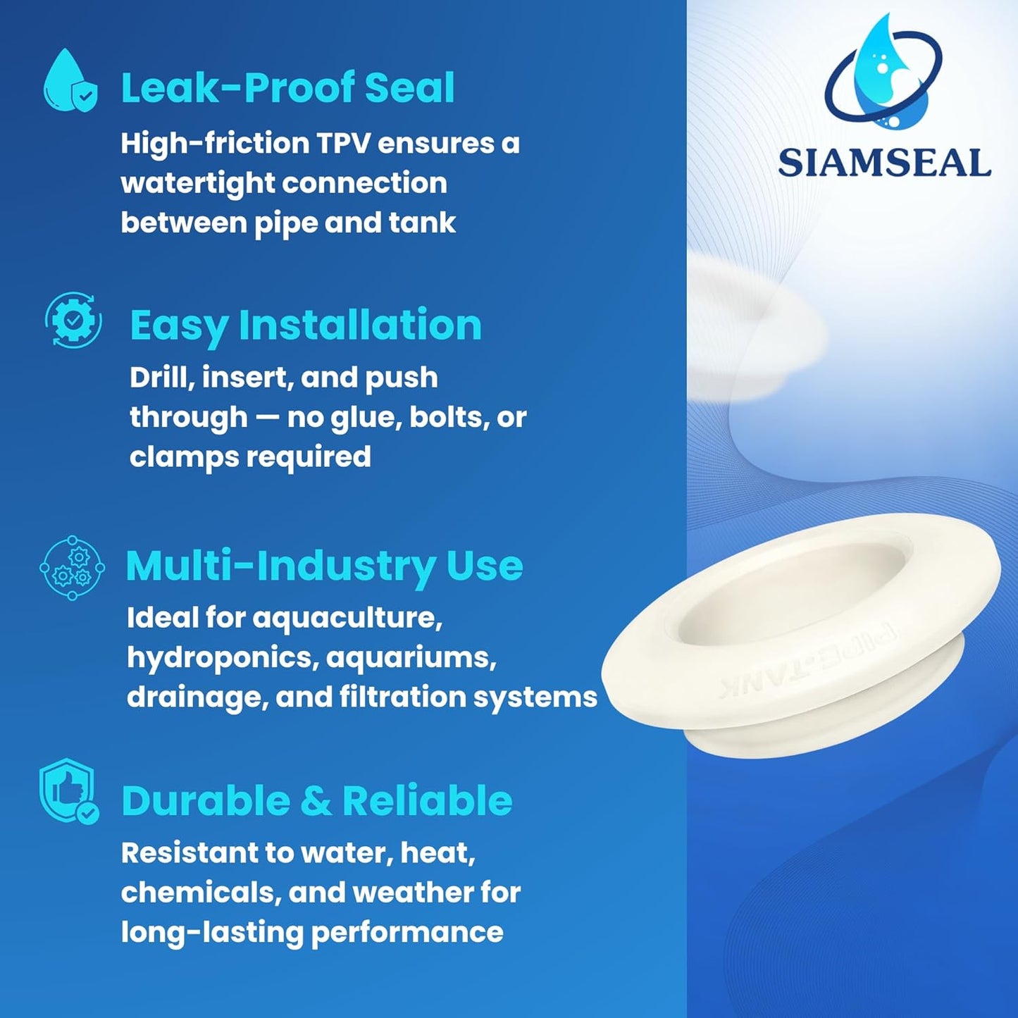Adaptador tanque flexible Hydroseal 3/4pulg TPV sin pegamento