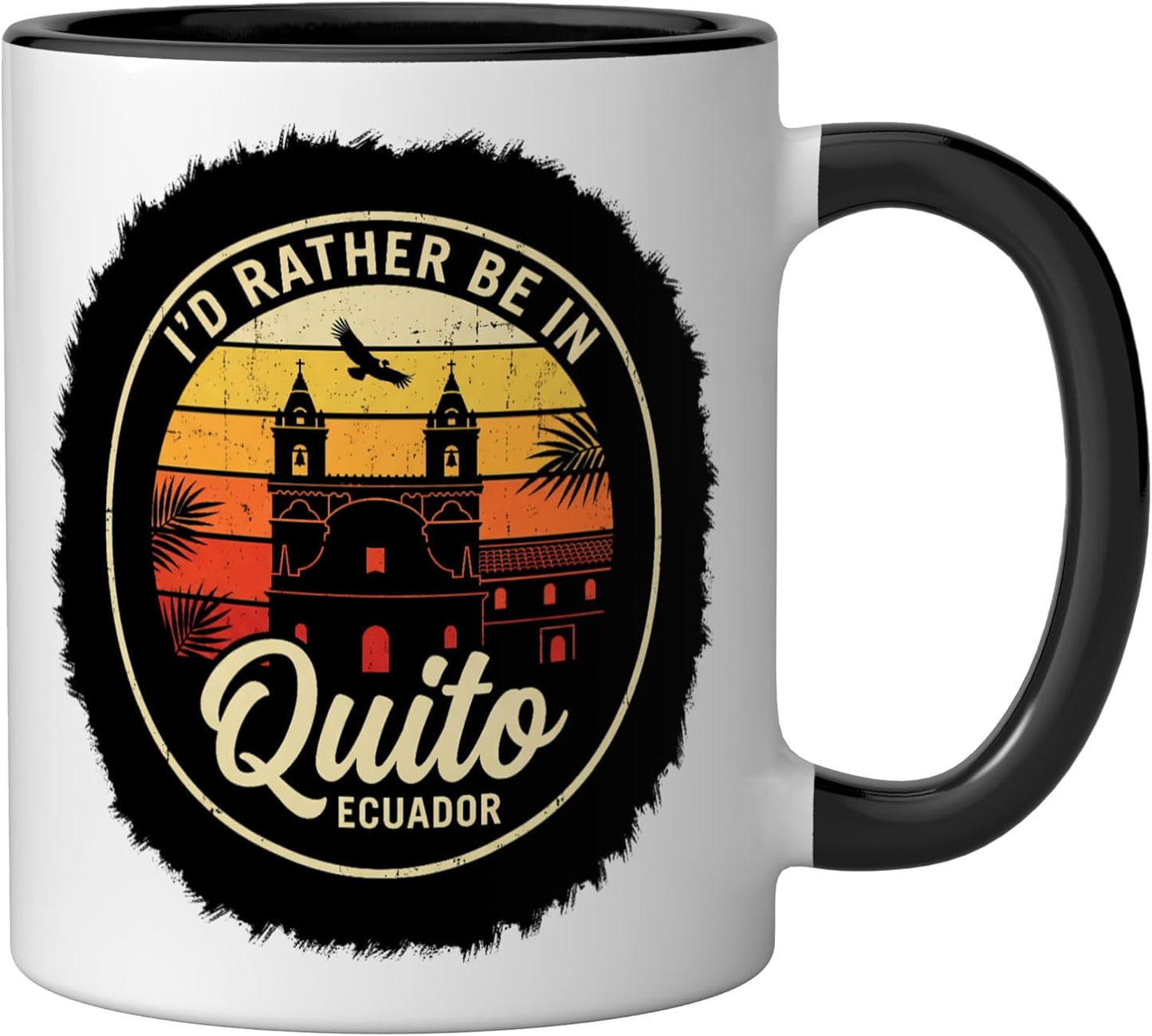 Taza cerámica I'd Rather Be In Quito Ecuador Negro/Blanco