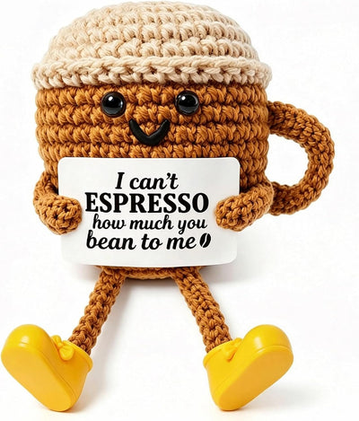 Regalo de felpa de ganchillo para mamá amante del café