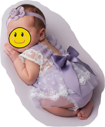 Traje foto recién nacido mameluco encaje diadema