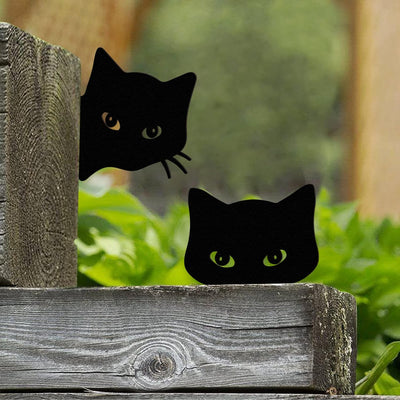Decoración de gato negro en metal para jardín y patio