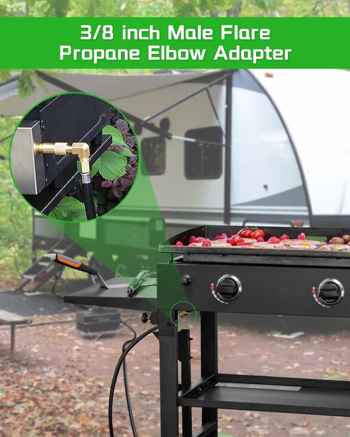 Adaptador propano 3/8pulg para parrilla Blackstone 17-22pulg