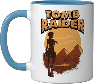 Taza de cerámica Tomb Raider Lara Croft From Giza with Love azul/blanco