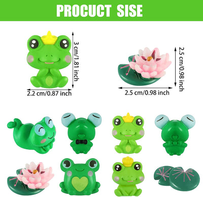 16 Pzas Figuras Resina Flores Rana Mini Jardín Decoración