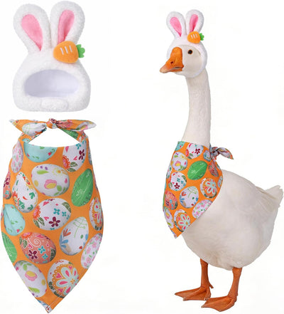 Traje ganso Pascua sombrero orejas conejo bufanda colorida