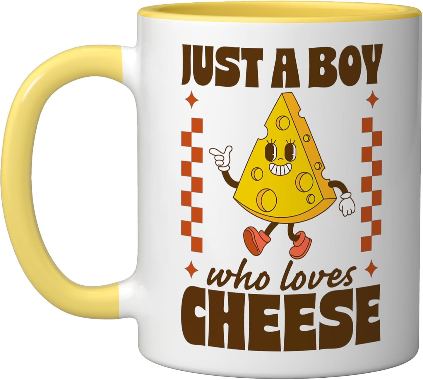 Taza Cerámica Retro Amarillo/Blanco para Amantes del Queso