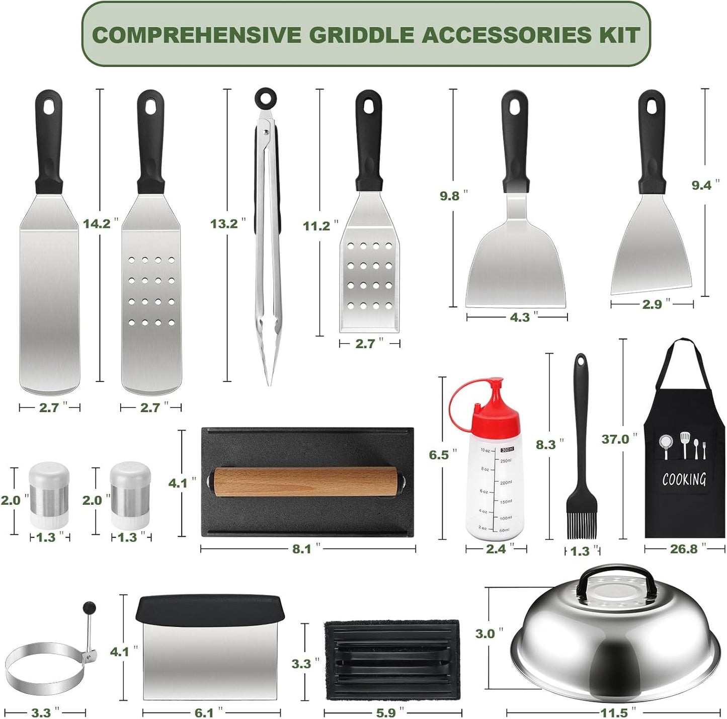 Kit 20 Pzas Accesorios Parrilla Espátulas Agrandadas