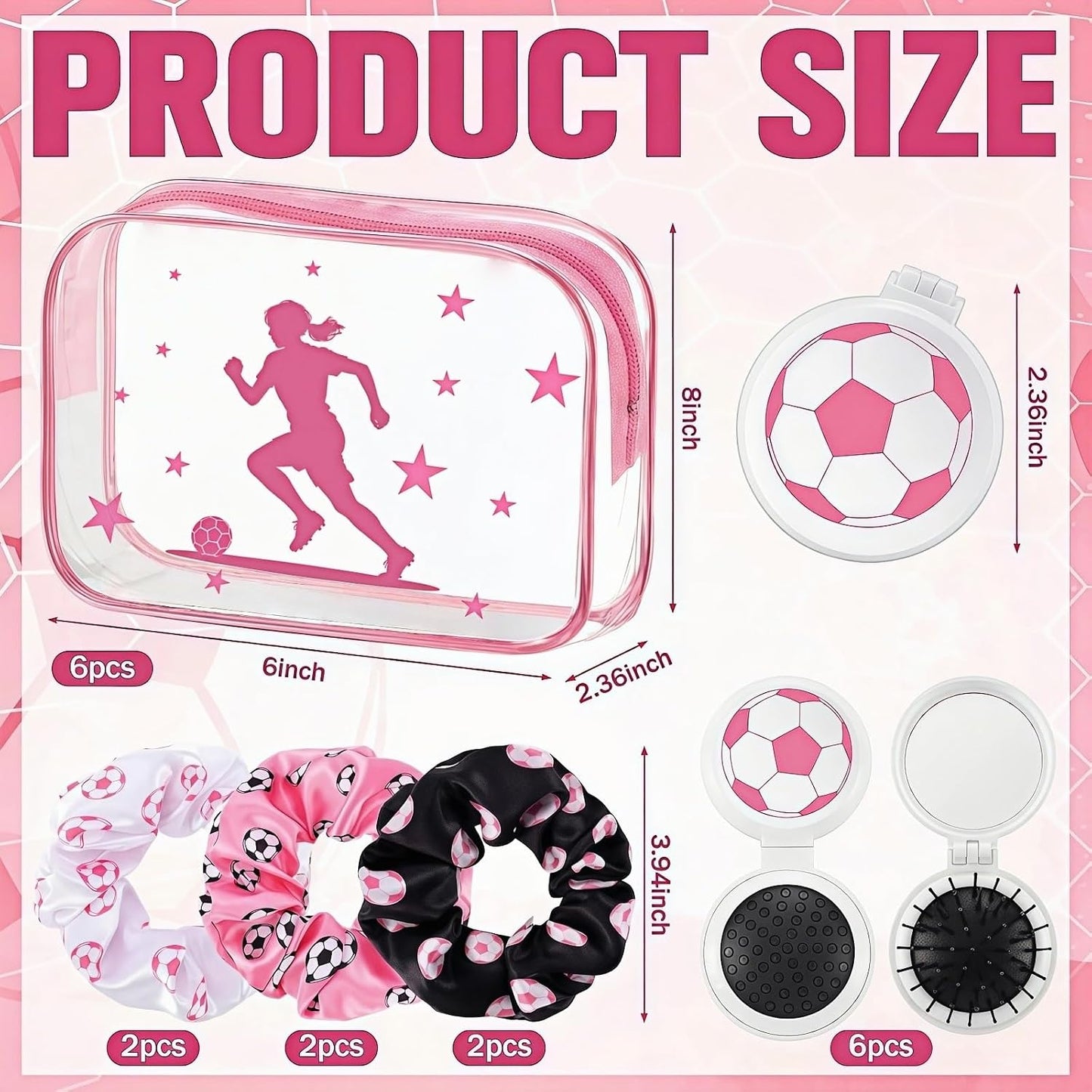 Bolsas cosméticos fútbol rosa para mujer regalo equipo deportivo
