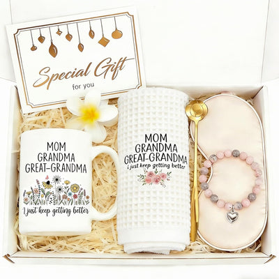 Set 7 piezas regalo para mamá abuela taza cuchara paño cocina