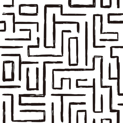 Papel Tapiz Abstracto Negro Blanco 17.5x120pulg Moderno