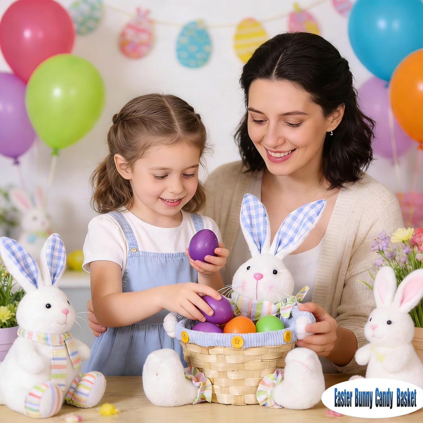 Cesta de almacenamiento de dulces de Pascua tejida a mano azul