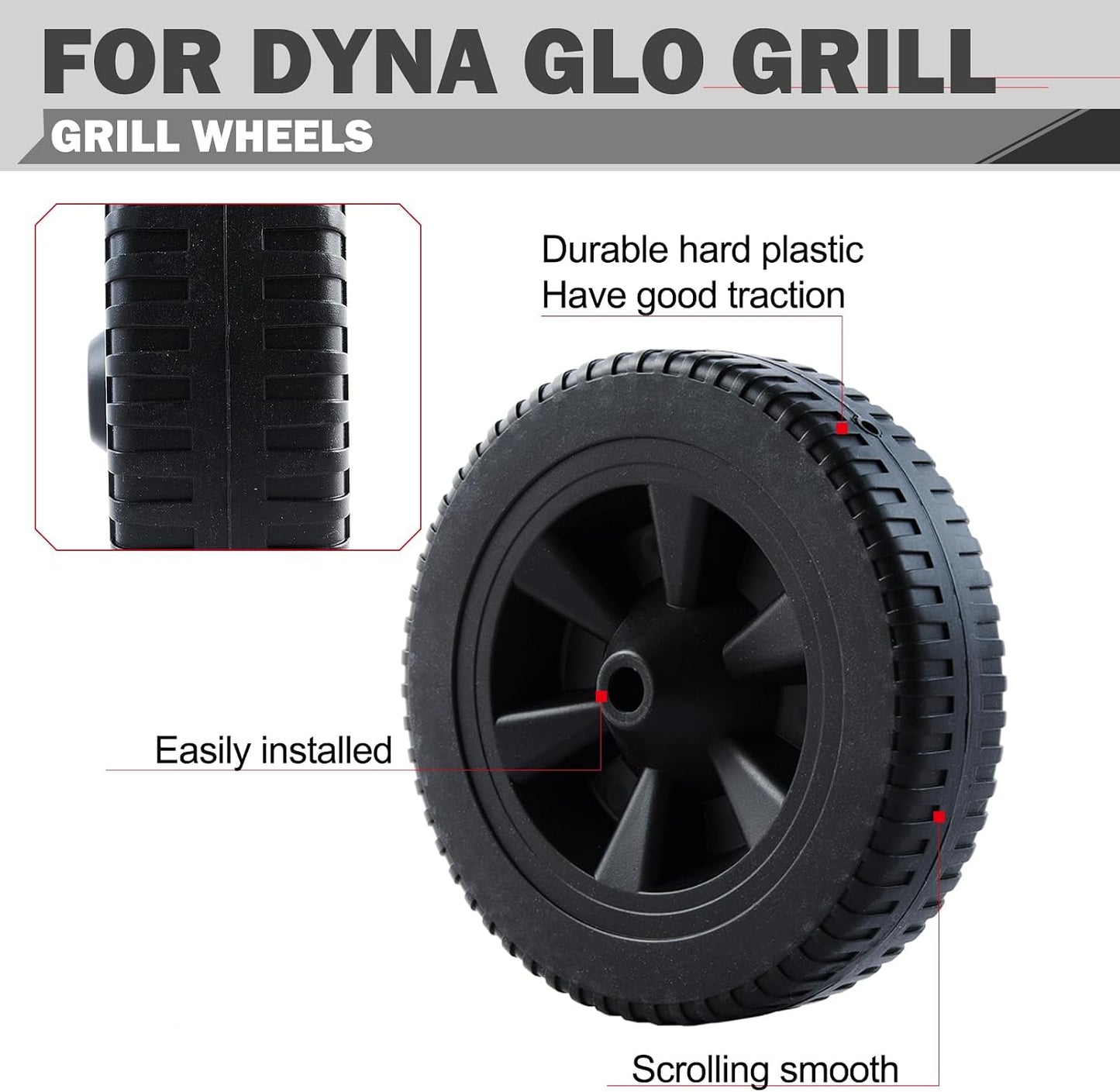 Rueda parrilla 7pulg repuesto Dyna Glo DGF493BNP